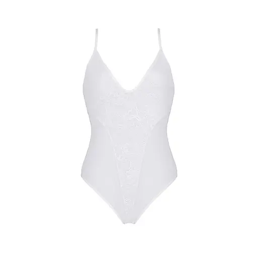 Боди с ажурным декором и открытым шагом Passion Ursula Body white L/XL - фото 3