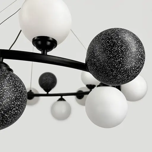 Кільцева люстра HOLLY L з 21 чорно-білими плафонами на 12 ламп Ø 90 см | Line F | Арт. 1035/21 BK - фото 3