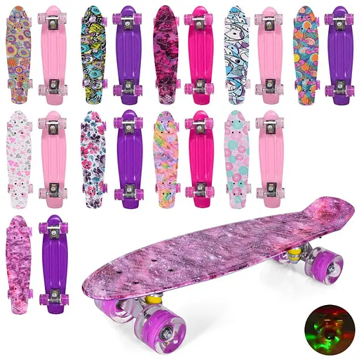 Скейт MS 0749-13 пенниборд 56-14,5см, пласт-антискокользящий, алюм.подвеска (6903317467525) Микс - фото 1