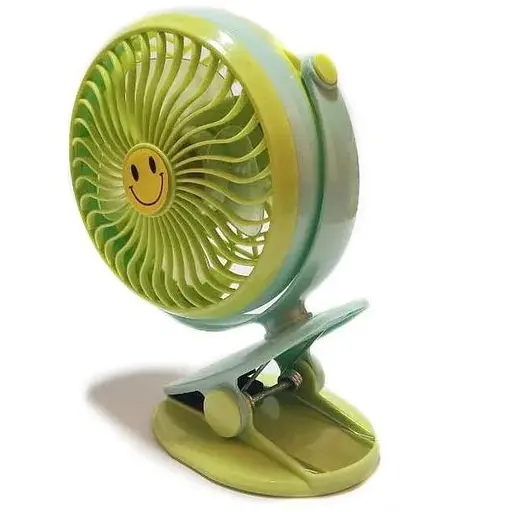 Мини вентилятор Mini Fan GF-175 с прищепкой и сменным аккумулятором 18650 USB Зелений - фото 1