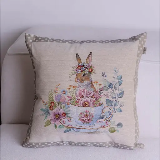 Наволочка гобеленовая Прованс Очарование Зайчиха 45х45 см (44276) - фото 3