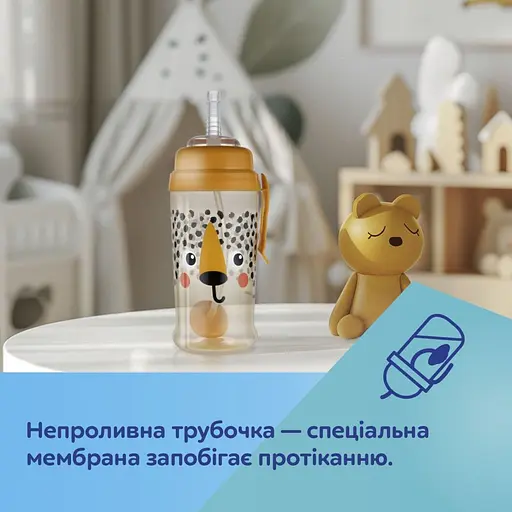 Бидончик непроливайка Canpol babies BabiesBoo с трубочкой и утяжелителем 350 мл гепард (56/510_ora) - фото 7