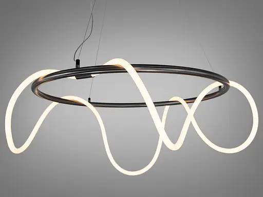 Минималистичная светодиодная люстра подвес шланг, 48W, черный хром. - фото 2