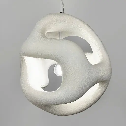 Гіпсовий світильник у білому кольрі Ø 50 см | Арт. MJ34-450*500 WT | Line F - фото 8