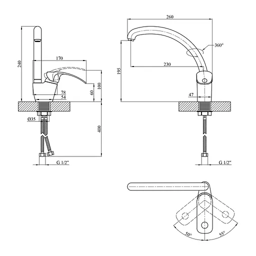 Змішувач для кухні Kroner KRM Konstante - C032 (CV023587) - фото 6