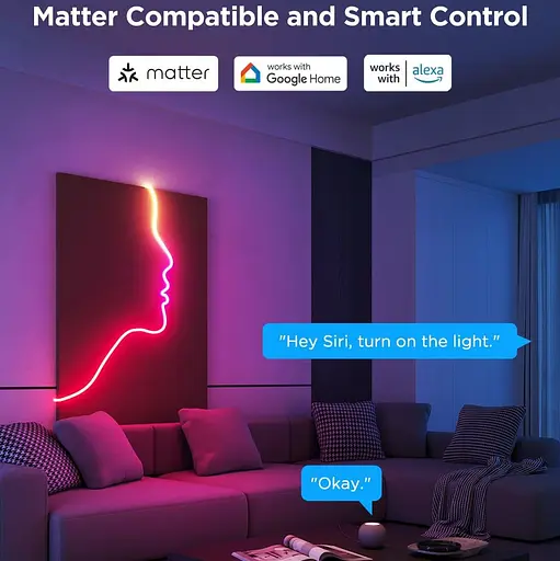 Стричка свитлодиодна розумна Govee H61D3 Neon Rope Light 2, 5м, RGBIC, WI-FI/Bluetooth, билий - фото 9