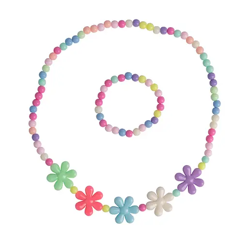 Набор украшений Радужные цветы (ожерелье, браслет) 2шт