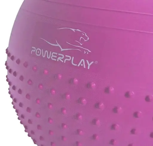 М'яч для фітнесу (фітбол) напівмасажний PowerPlay 4003 Ø75 cm Gymball Бузковий + помпа (PP_4003_75cm_Light-purple) - фото 2