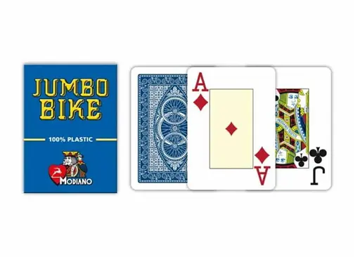 Игровые карты Modiano Bike Trophy 100% Plastic Jumbo Index (blue) (ВР_КИМБТБ) - фото 2