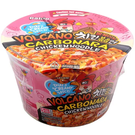 Локшина рамен Paldo Big bowl Volcano Carbonara Chicken Noodle Булдак Гостра з карбонару 105 г