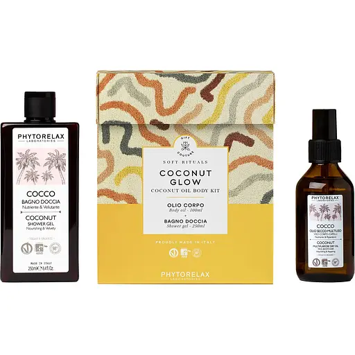 Подарунковий набір для тіла Phytorelax Soft Rituals Coconut: гель для душу 250 мл + олія для тіла, волосся та обличчя 100 мл