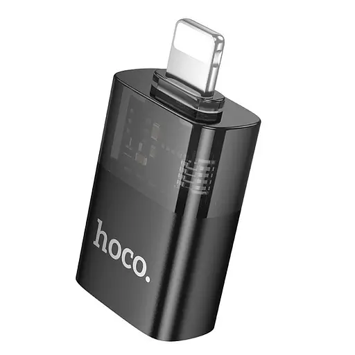Переходник Hoco UA36 iP male to USB female OTG transparent adapter черный - фото 3