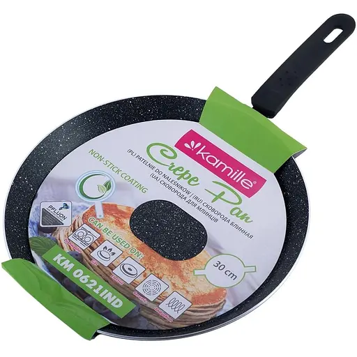 Сковорода блинная с антипригарным покрытием (индукция) Kamille 30 см Черная 000275350