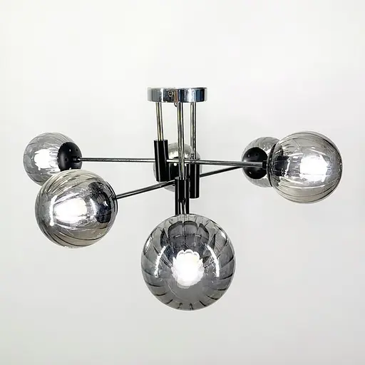 Потолочная люстра в хромированном корпусе на 6 графитовых плафонов Ø 70 см | Ст. 51797/6 CH+BK+GR | Line F - фото 1