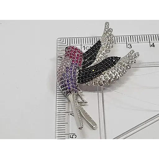 Серебряная брошь Dear Птица с фианитами. 9007.56С - фото 4