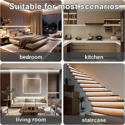 Світлодіодна стрічка COB 100FT/30M, затемнена яскравий колір денного світла 6500K, клейка - фото 2