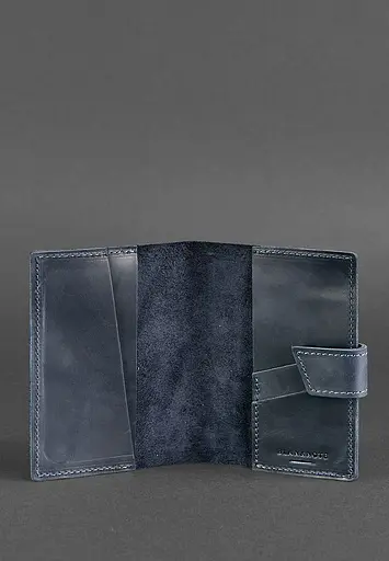 Шкіряна обкладинка для паспорта 4.0 синя - фото 4