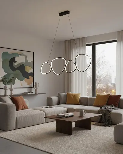 Подвесной светильник, люстра Goldlux 334046 Petra LED 1x48W 4000K 7400Lm IP20 черный - фото 2