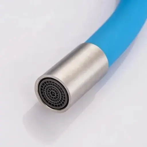 Смеситель для кухни Solone EZA4-F090BU гибкий силиконовый излив Синий 30412 - фото 4