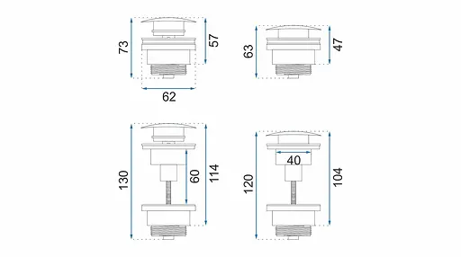 Донный клапан для умывальника Rea click-clack chrome хром REA-A5217, Хром - фото 4