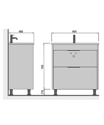 Тумба Мойдодир Freya 80 з умивальником Ipek 80 Білий - фото 2