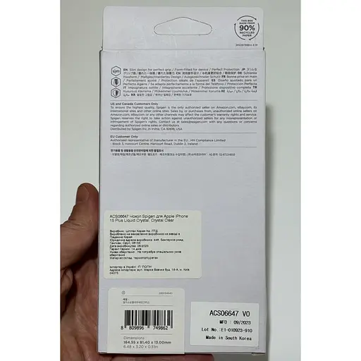 Оригинальный прозрачный чехол Spigen Liquid Crystal для iPhone 14 Plus/15 Plus (6.7") Crystal Clear ACS06456 - фото 6
