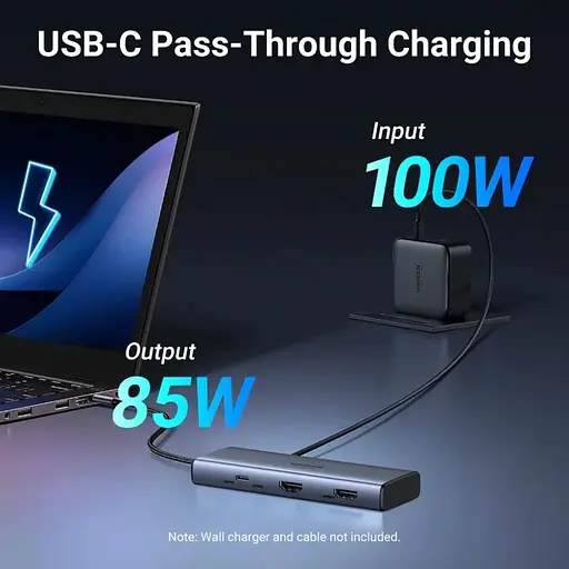 Хаб USB 3.2 Type-C ->2xUSB-A 3.2/2xUSB-C 3.2 10Гбіт/с/ 2xHDMI 4K60Гц PD 100Вт,сірий CM498 Ugreen - фото 3