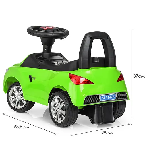 Дитяча каталка-толокар Bambi Racer з музикою та світлом зелена (M 3147B-5) - фото 4