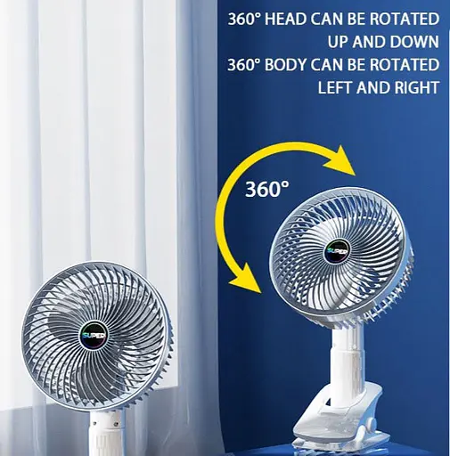 Мини вентилятор Desktop fan ручной с прищепкой аккумуляторный портативный переносной на аккумуляторе USB - фото 4