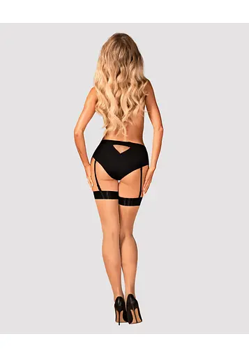 Трусики з підв'язками для панчіх Obsessive Editya XS/S чорний - фото 6