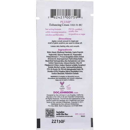 Крем для увеличения члена Doc Johnson Plump - Enhancing Cream For Men (7 г) - фото 2