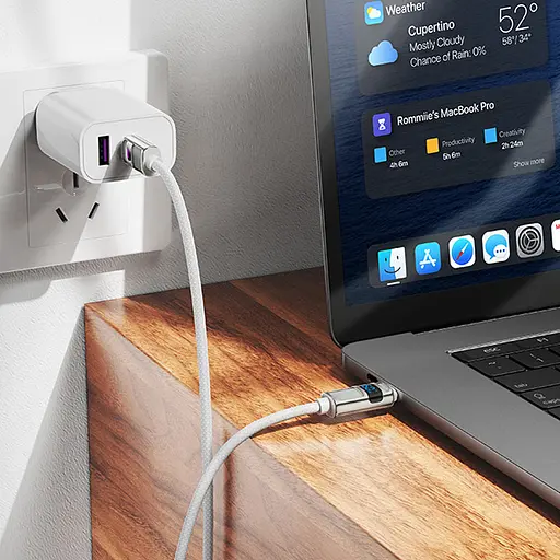 Дата кабель Hoco U137 Line with display Type-C to Type-C 60W (1.2m) White - фото 5