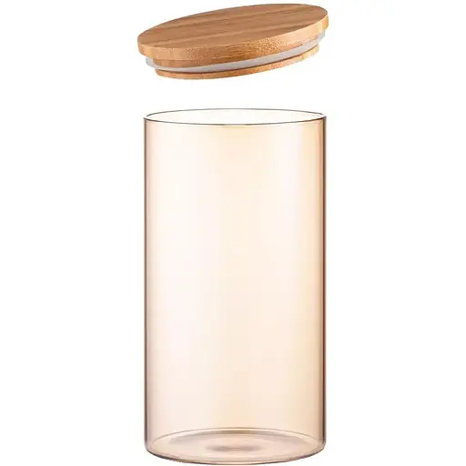 Банка для зберігання ARDESTO Golden Moon кругла 760 мл скло з бамбуковою кришкою (AR1376BLRG)