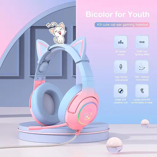 Наушники Onikuma Gaming CAT Gradient with RGB K9 7.1 - фото 2