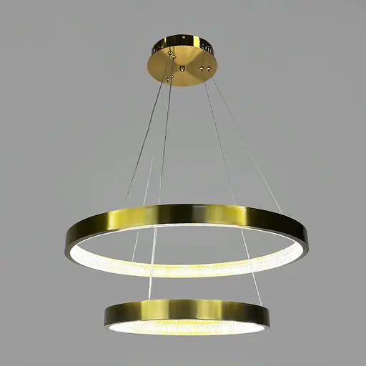 Латунна люстра у формі двох кілець із фактурним розсіювачем Ø 60+40 см | Line F | Арт. JU09N-600+400 AB - фото 4