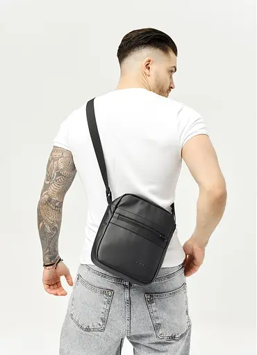 Мужская сумка мессенджер Sambag Makros черная 23 × 19 × 7 см (70278001m) - фото 9