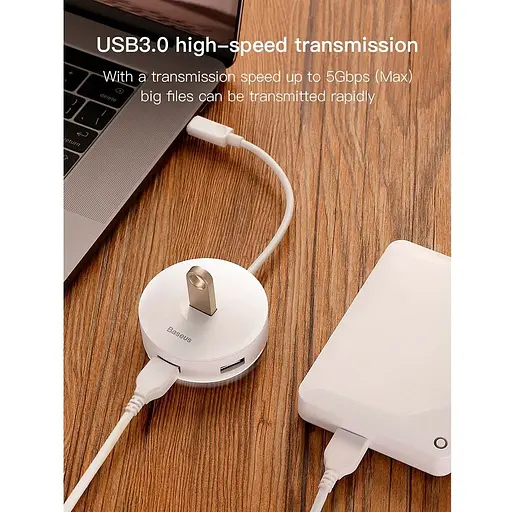 USB-хаб Baseus Round Box 4-Port USB-C 0.1 м Black (CAHUB-G01) [77933] - фото 13
