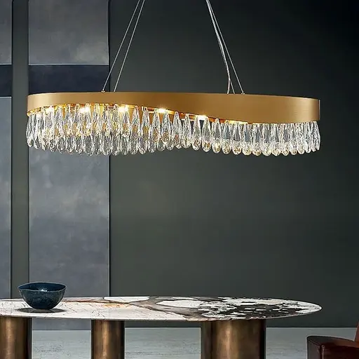 Видовжена люстра Xavier з кришталевим камінням | Арт. MD9132L-1000 | Line F - фото 1