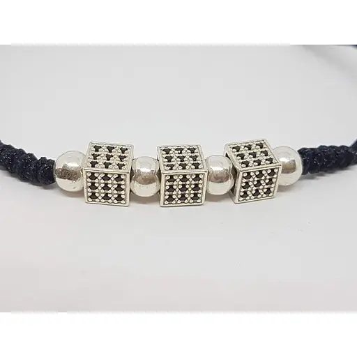 Браслет из текстиля Aurora с серебряными вставками и фианитами. 75124Б - фото 2