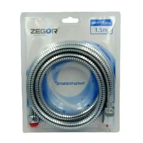 Шланг для душа Zegor WKR-008 растяжной усиленная поворотная гайка 1,5 м 30412 - фото 1