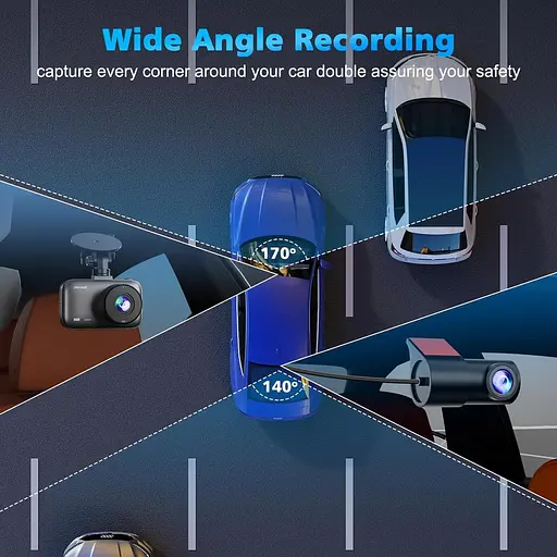 Відеореєстратор спереду та ззаду, подвійна відеореєстратор 4K з фільтром CPL, відеореєстратор для автомобілів-5 ГГц WiFi - фото 7