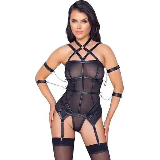 Комплект Cottelli Collection Basque Bondage XL чорний