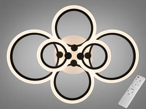 Стильна світлодіодна люстра смарт світильник з пультом, 90 Вт, чорний - фото 1