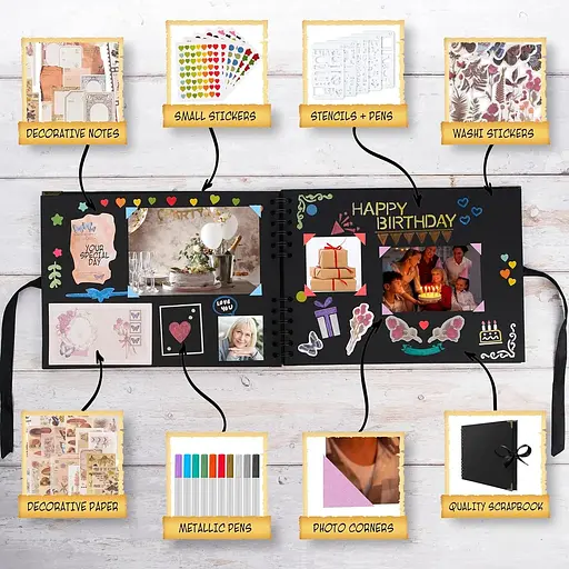 Фотоальбом Scrapbook Bstorify Великий 198 шт. 80 сторінок 28 x 20 см з 174 шт - фото 6