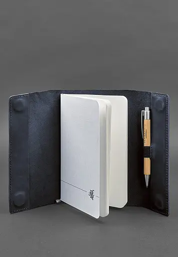 Шкіряний блокнот софт-бук 7.0 темно-синій Crazy Horse - фото 3