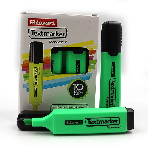 Набір текст-маркерів Luxor Textmarker, 1-4.5 мм, зелений, 12 шт. в упаковці