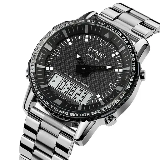 Чоловічий наручний годинник Skmei 1898 (Сріблястий з білим табло) - фото 3