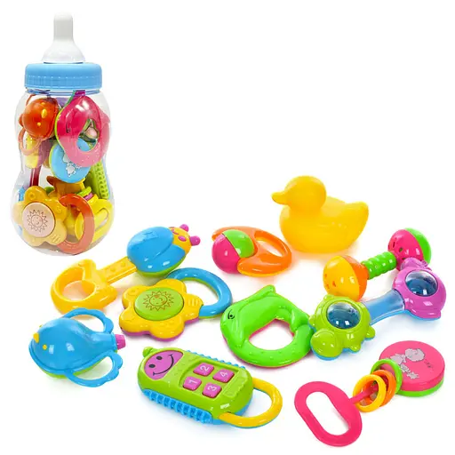 Дитячий набір брязкалець Пляшечка Bambi 3838A-34, 23 см, 10 штук - фото 2