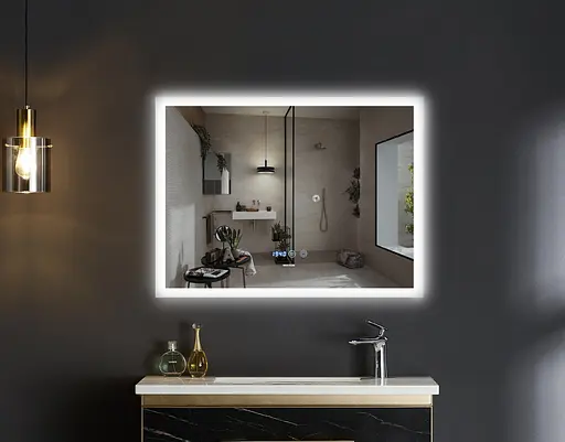 Дзеркало Mixxus Flat MR04-80x60 (LED Touch, годинник, антизапотівання, димер, регулювання яскравості) MI6928 - фото 8