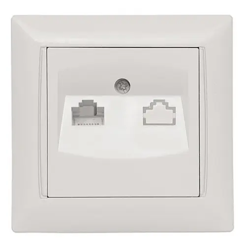 Розетка компьютерная Primera белая 3027 LUXEL - фото 1